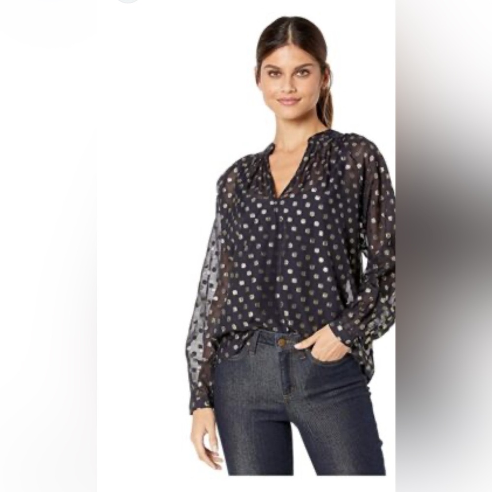 Sheer Black Polka Dot Blouse